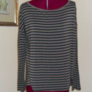 Paperkite M Brown/Black Striped Tunic Zipper Back Sheer Back Panel